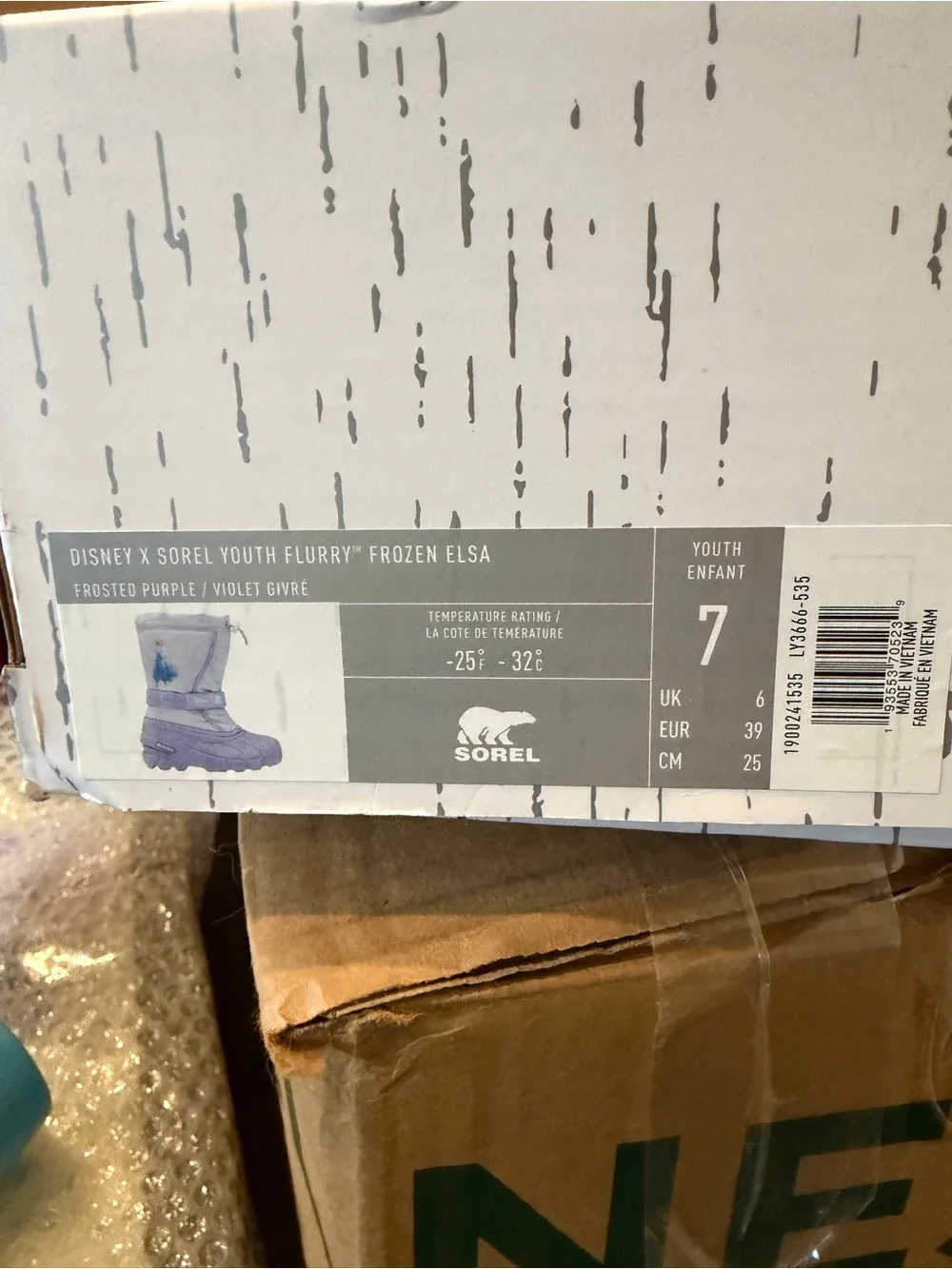 Sorel Kids Disney Elsa Light Blue and Lavender Snow Boots